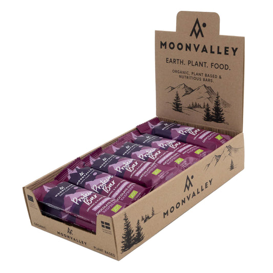 Moonvalley Organic Protein Bar - Chocolate-Dipped Raspberry - Box of 18 servings