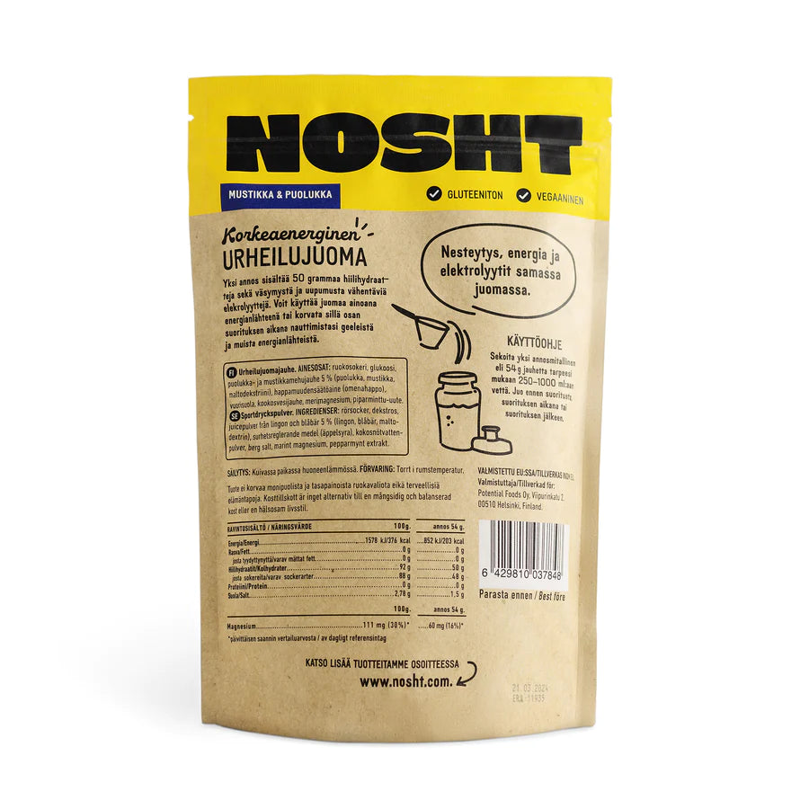 Nosht High Energy Sports Drink - Blueberry & Lingonberry - 15 Servings