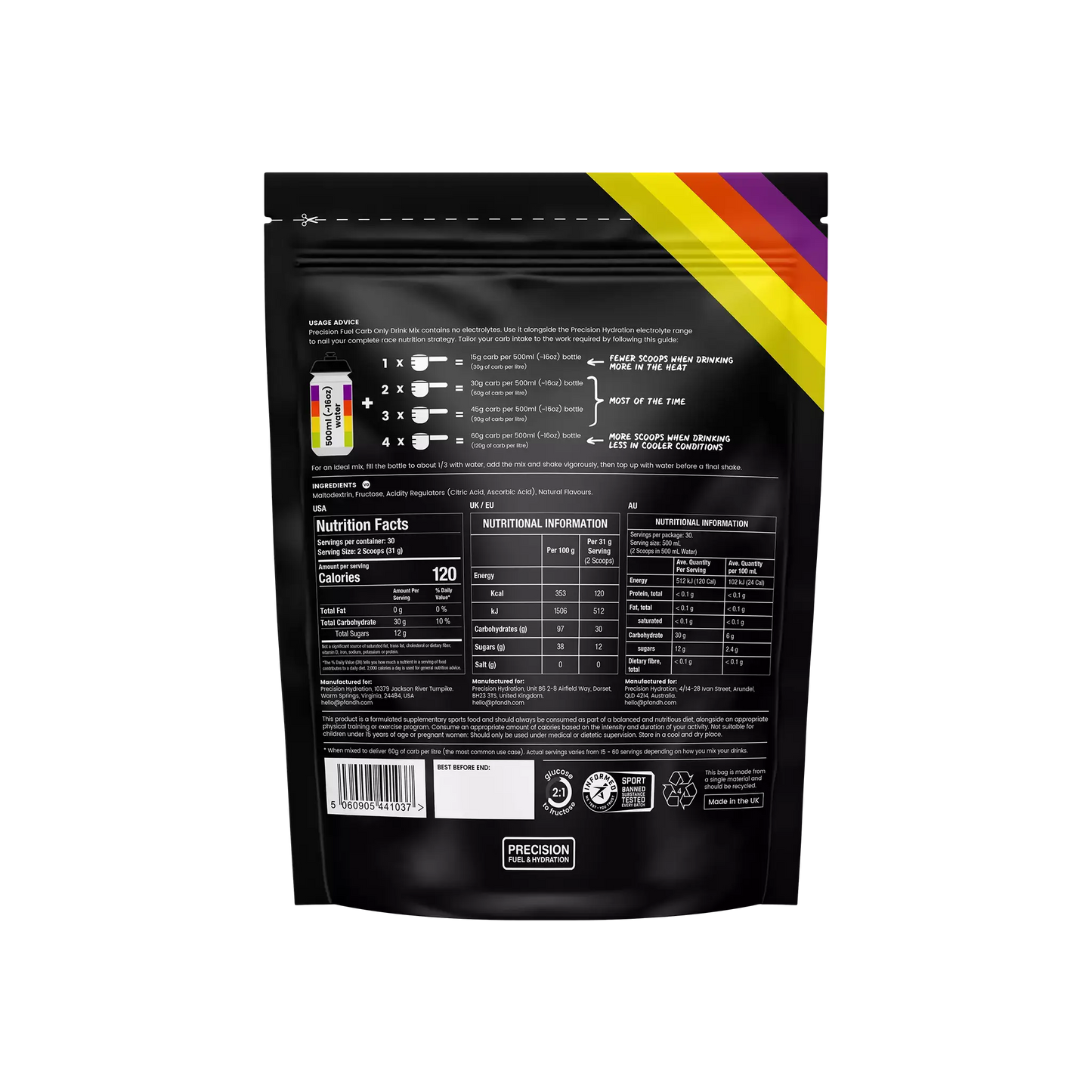 Precision Fuel Carb Only Drink Mix - Bag of 30 servings