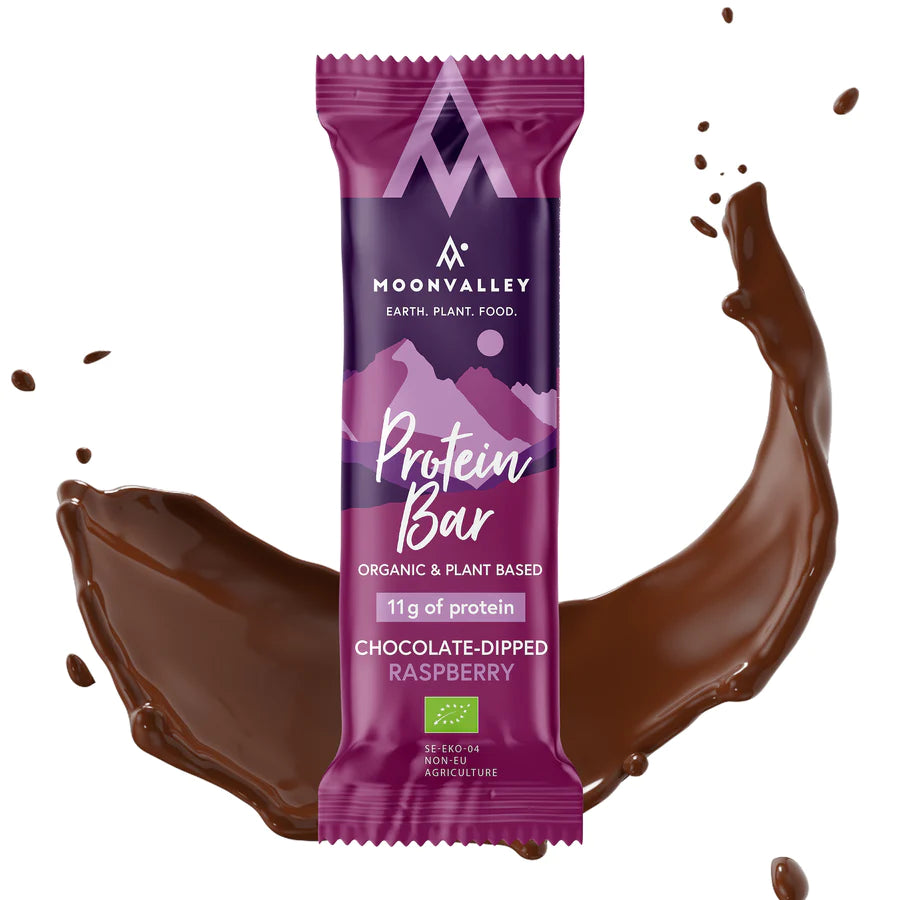 Moonvalley Organic Protein Bar - Chocolate-Dipped Raspberry - Single serving