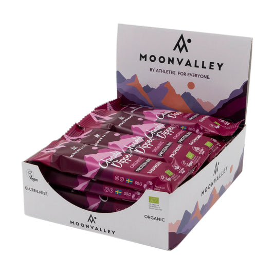 Moonvalley Organic Protein Bar - Chocolate-Dipped Raspberry - Box of 12 servings