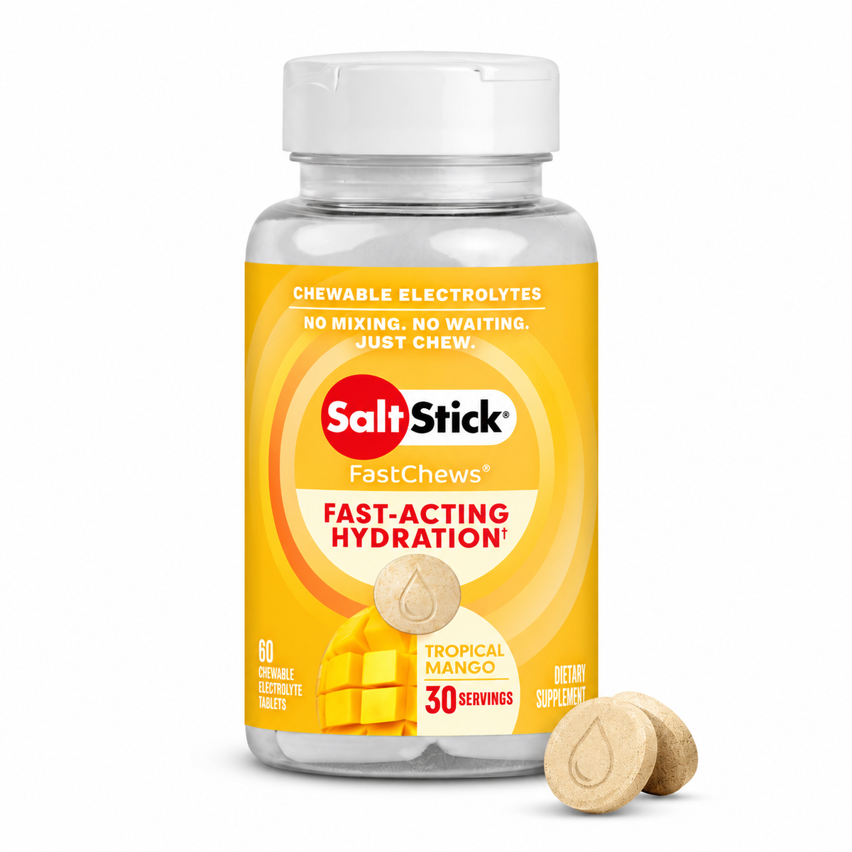 SaltStick FastChews - Tropical Mango - Bottle of 60 tablets