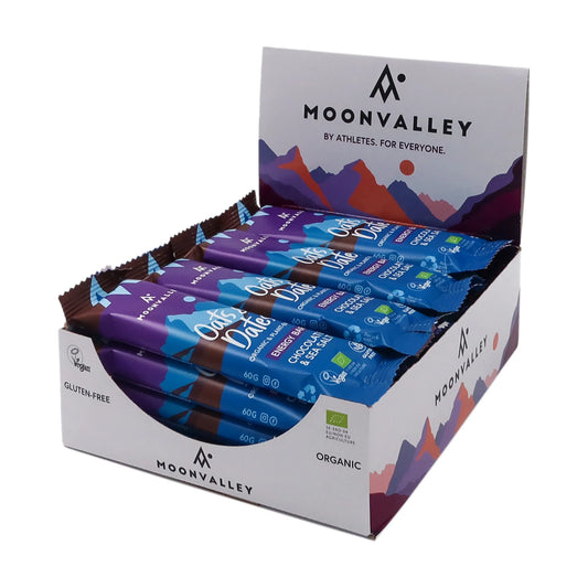 Moonvalley Organic Energy Bar - Chocolate & Seasalt - Box of 12 servings