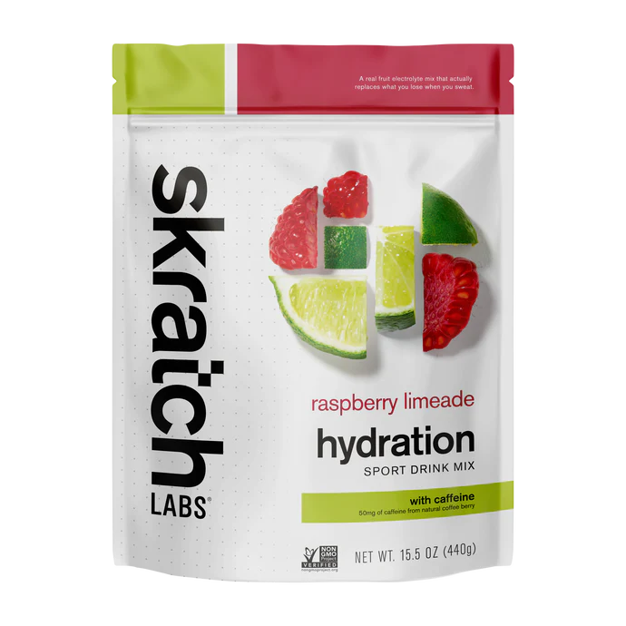 Skratch Sport Drink Mix - Raspberry Limeade with 50mg Caffeine - Bag